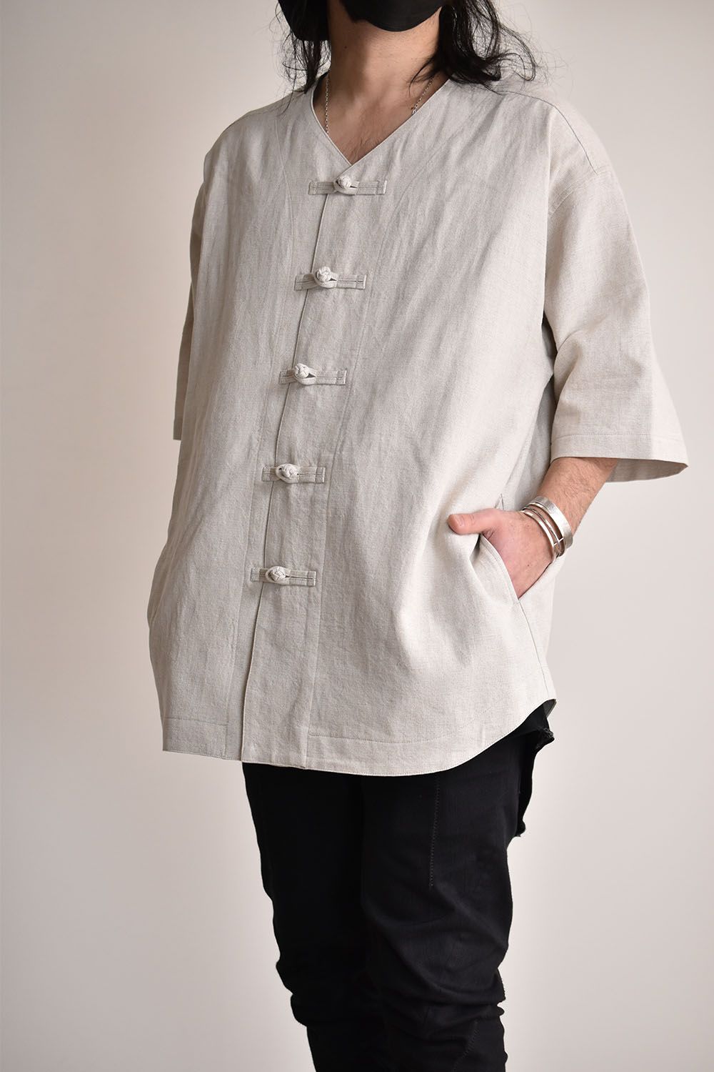 Cotton Linen Short Sleeve Shirts"White"/コットンリネンショートスリーブシャツ"ホワイト"