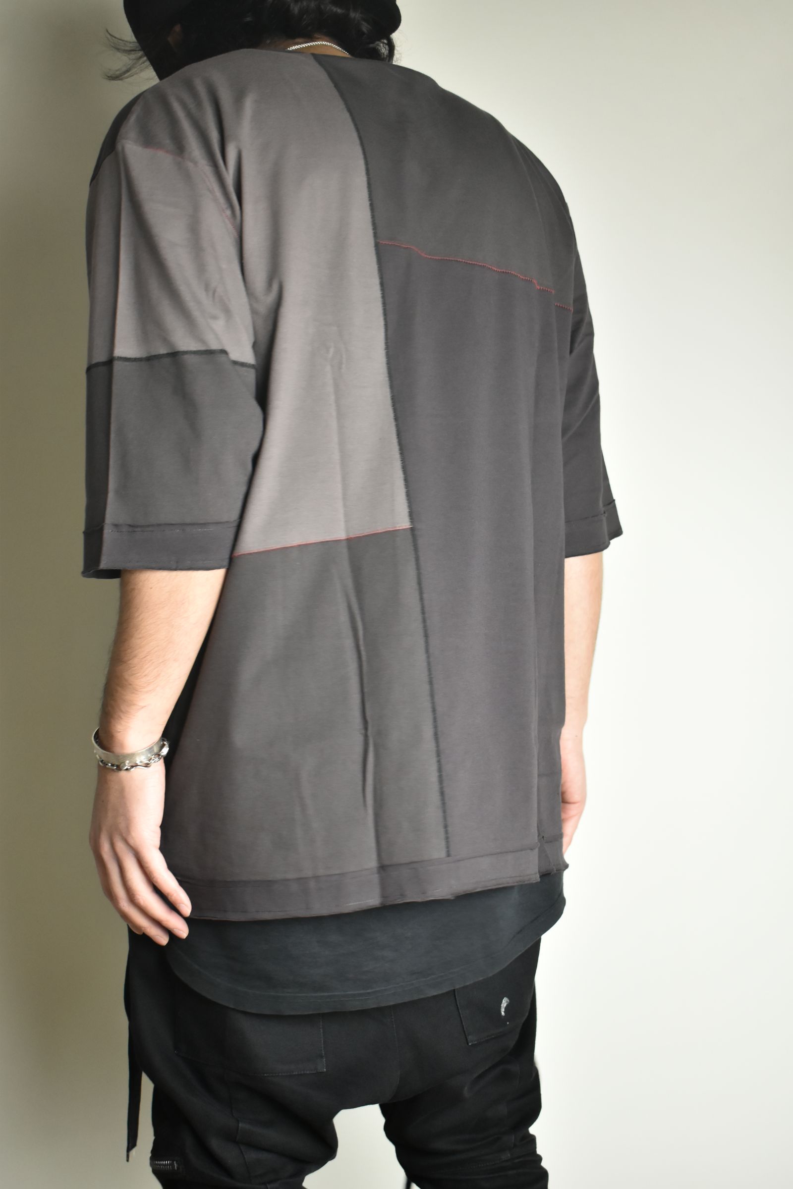 Multi Color Patchwork T-shirt"Charcoal" / マルチカラーパッチワークTシャツ"チャコール"