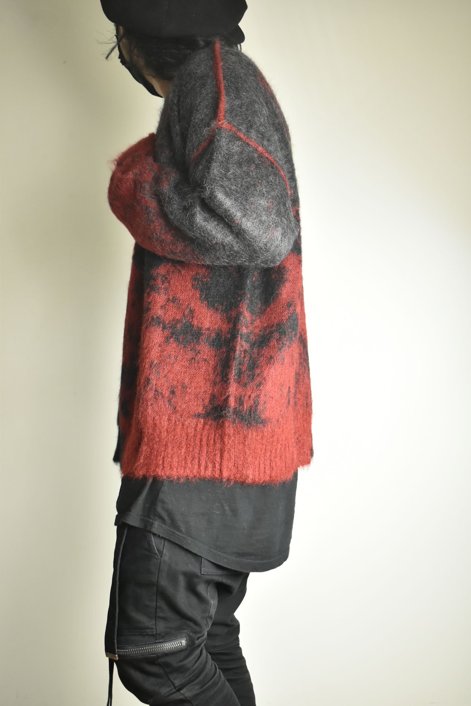 Gradation Mohair Knit Pullover"Black-Red" / グラデーションモヘアニットプルオーバー"ブラックレッド"