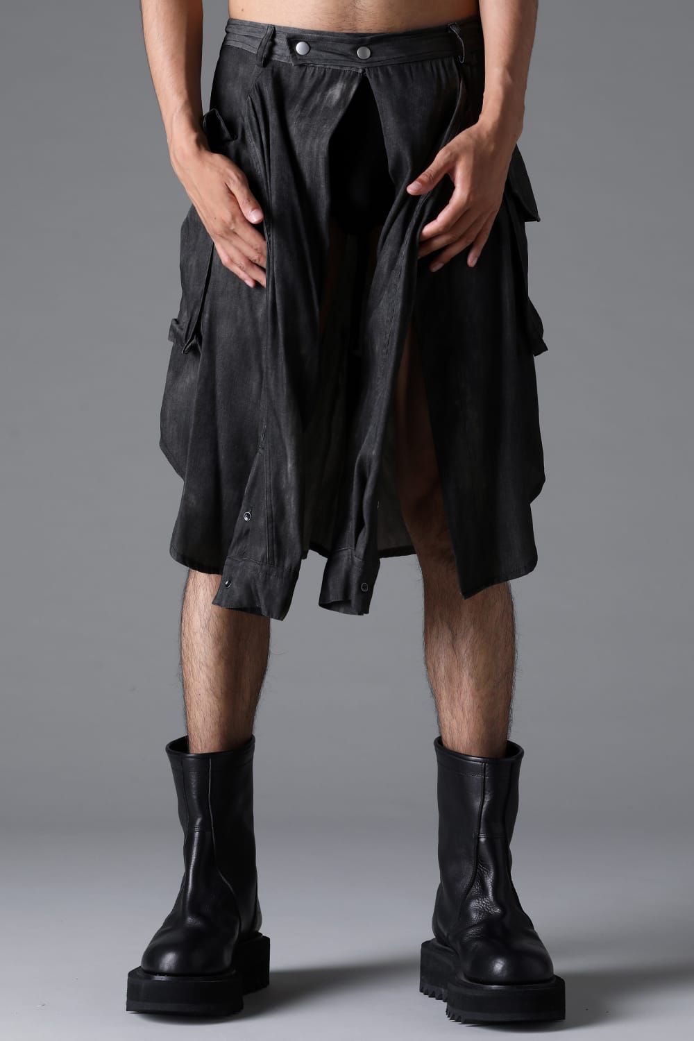《2026SS先行予約》Sleeve Wrap Skirt"Black / Uneven D.Grey / Uneven Grey" / スリーブラップスカート"ブラック/アンイーブンダークグレー/アンイーブングレー"