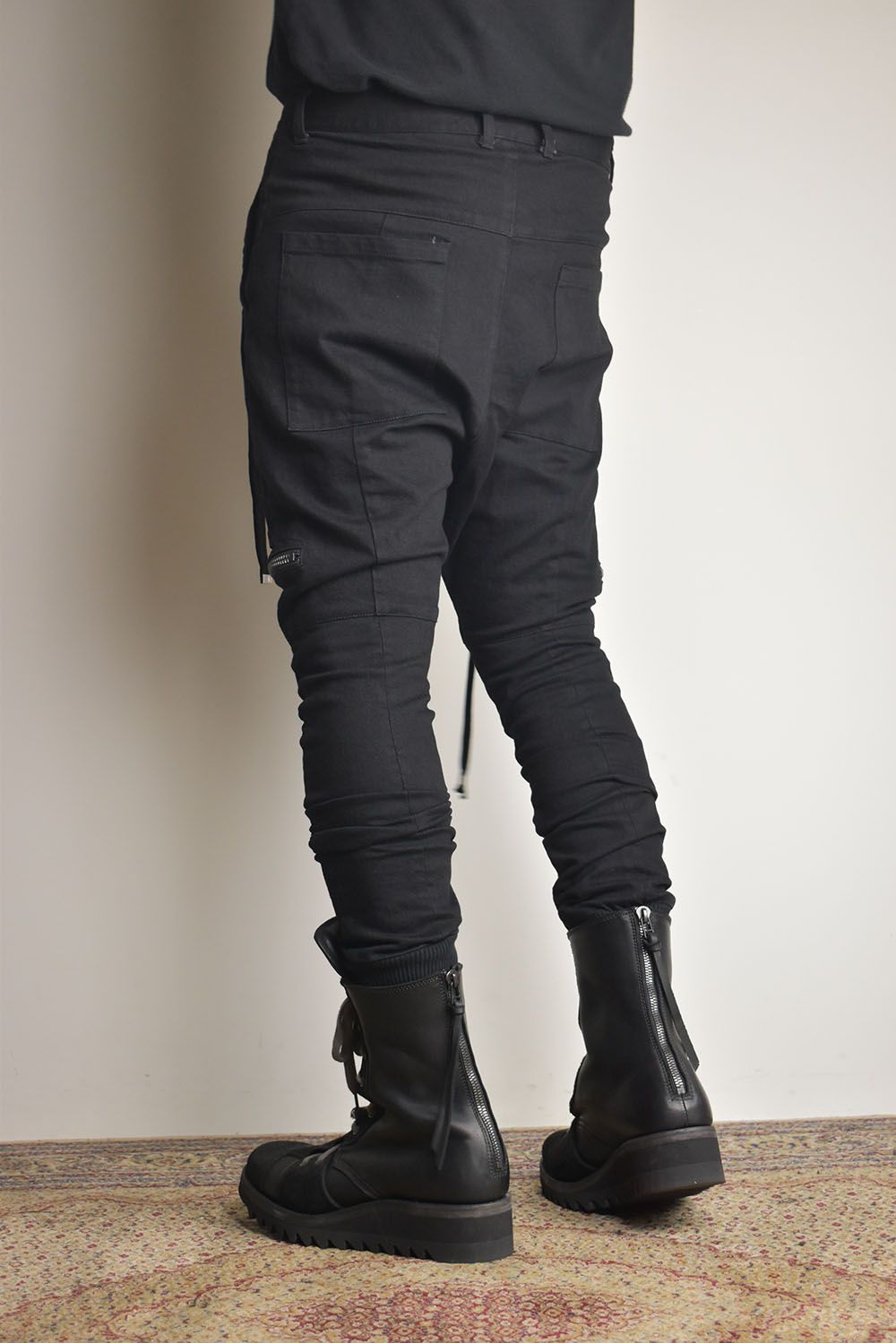 Stretch Denim Salopette Pocket Cargo Jogger Pants "Black" / ストレッチデニムサロペットポケットカーゴジョグパンツ"ブラック"