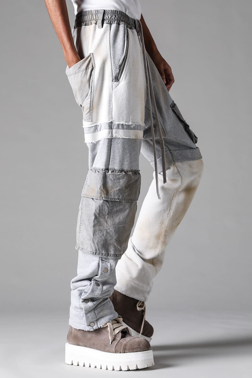 《2027SS先行予約》Vintage Cargo Flare Long Pants "Black × Brown / Grey × L.Grey / Ivory" / ヴィンテージカーゴフレアロングパンツ"ブラック×ブラウン / グレー×ライトグレー / アイボリー"