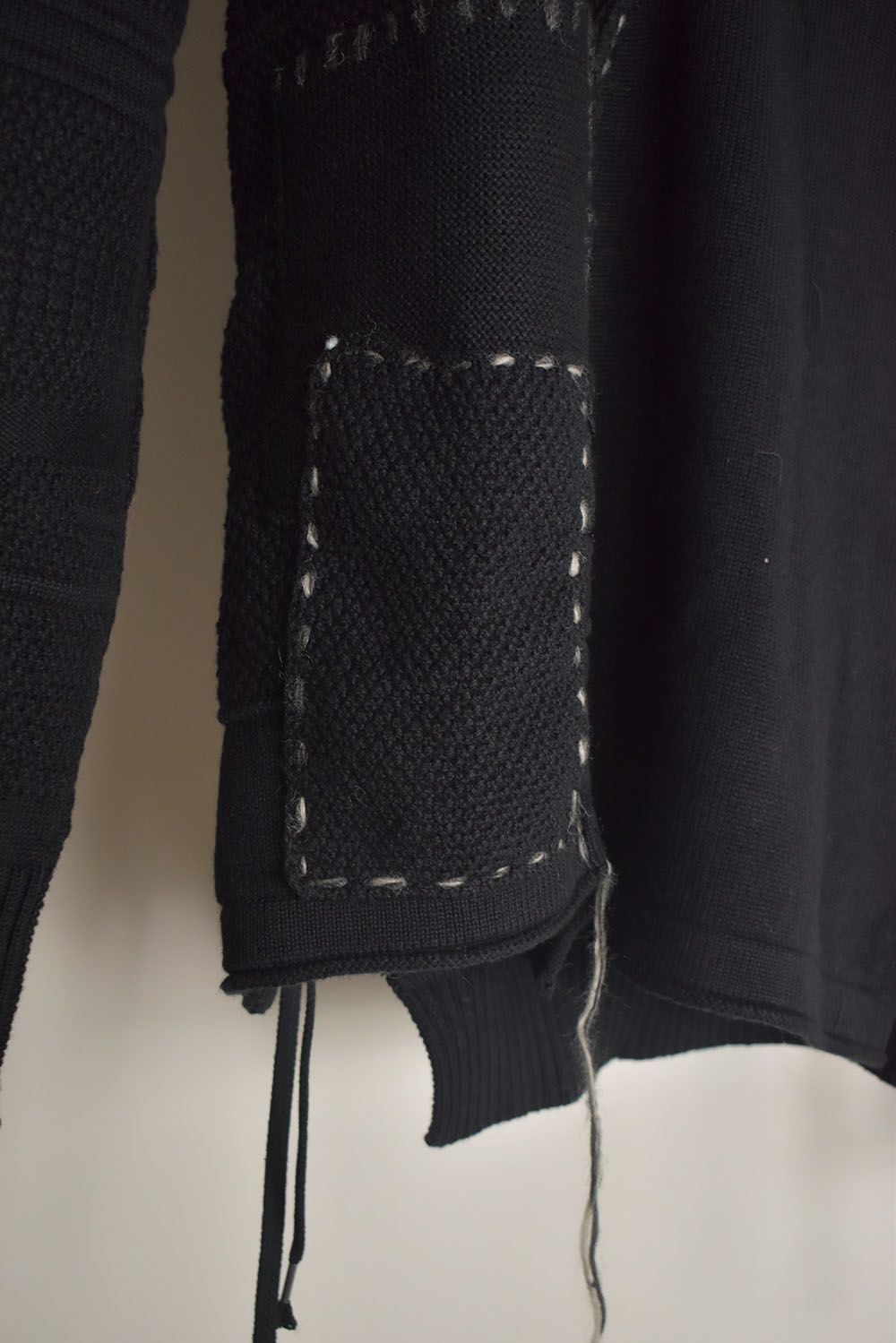 Cotton Cashmere Crust Patch Knit Pullover "Black" / コットンカシミヤクラストパッチニットプルオーバー"ブラック"