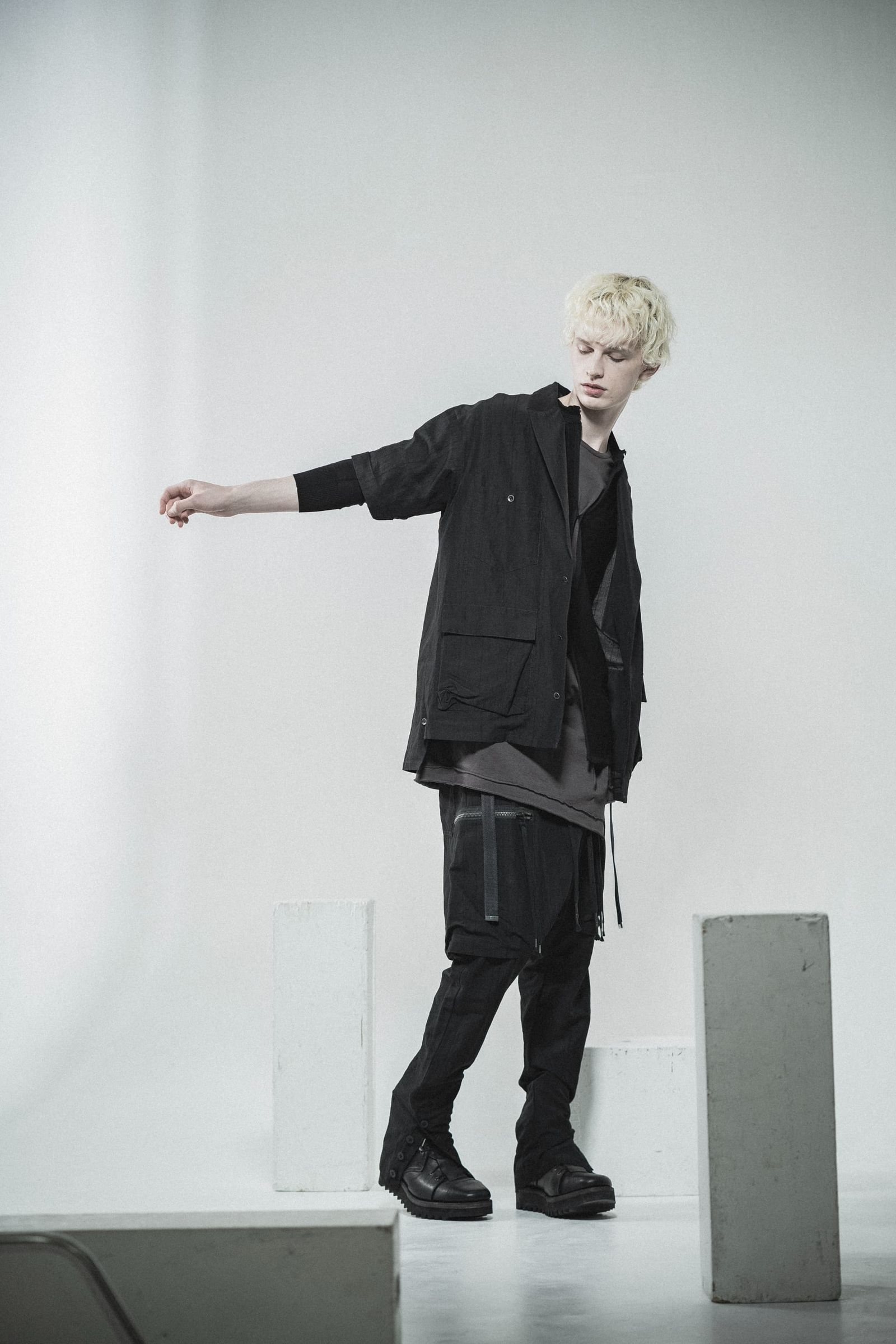 《2027SS先行予約分》Scar Stripe Jacquard Slim Sarrouel Cargo Pants"Black" / スカーストライプジャガードスリムサルエルカーゴパンツ"ブラック"