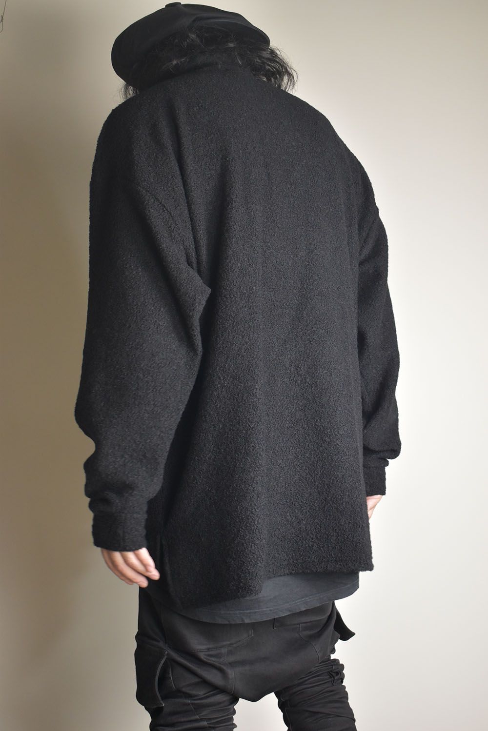 Loop Knit High Neck Long Sleeve T-Shirt "Black" / ループニットハイネックロングスリーブTシャツ"ブラック"