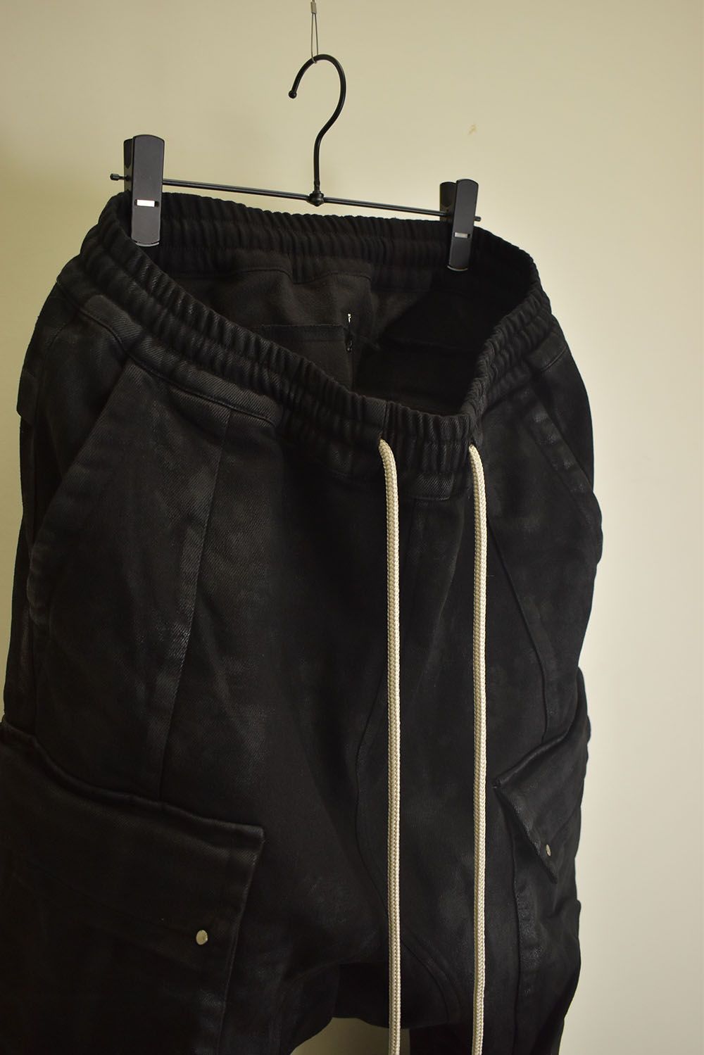 Coating Bonding Sarouel Cargo Jogger Denim"Black" / コーティングボンディングサルエルカーゴジョガーデニム"ブラック"