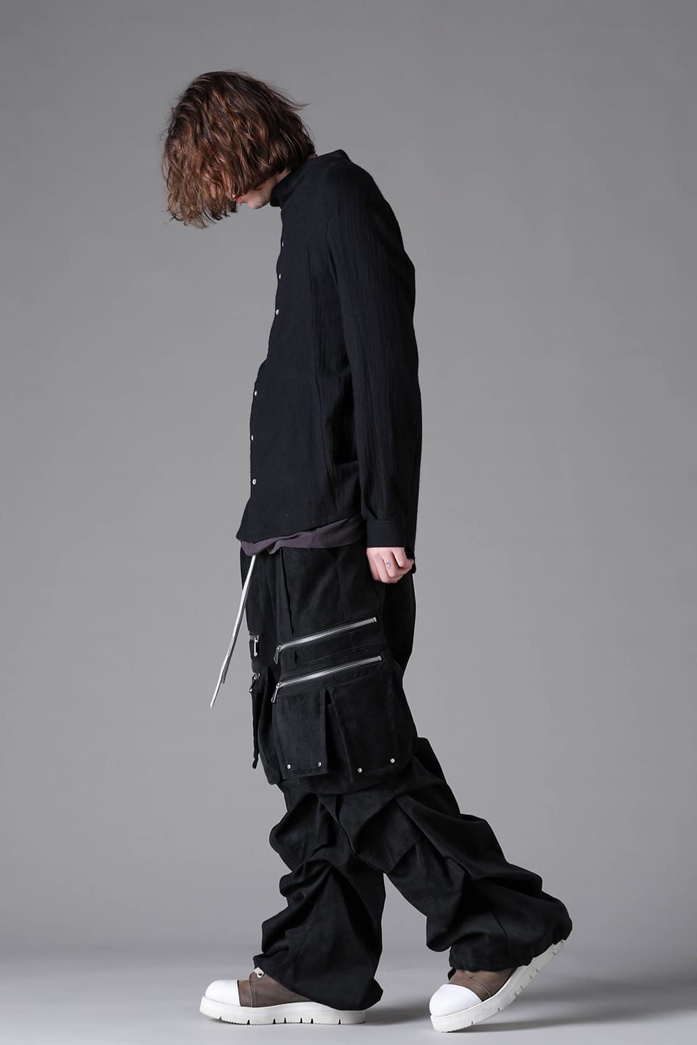 《2026AW先行予約》Fluid  High Neck Shirts"Black / Ivory" /  フルイド ハイネックシャツ"ブラック/アイボリー"