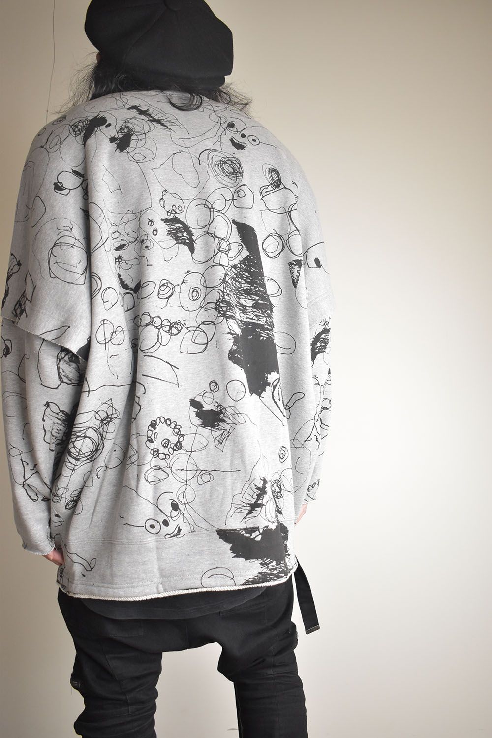Sweat Oversize Print Pullover"Grey" / スウェットオーバープリントプルオーバー"グレー"