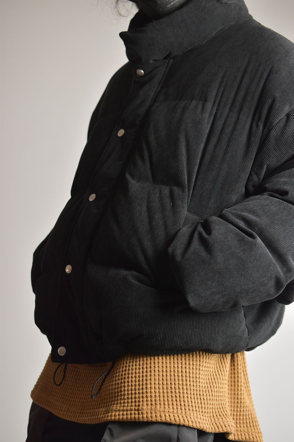 Corduroy High Neck Down jacket"Black/Brown"/コーデュロイハイネックダウンジャケット"ブラック/ブラウン"