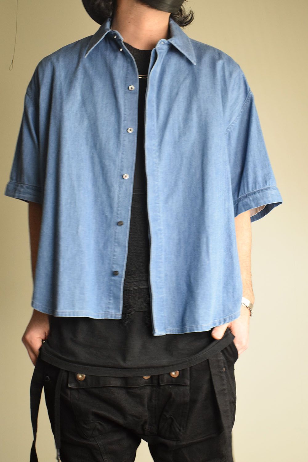 Detachable Sleeve Hook Cuff Shirt"Blue Washed" / デタッチャブルスリーブホックカフスシャツ"ブルーウォッシュド"