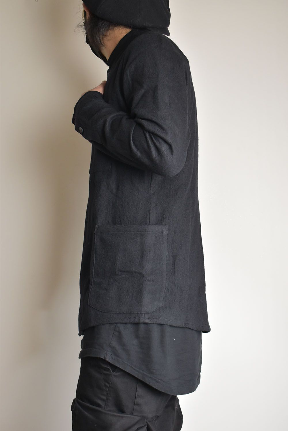 Stand Collar Shirts"Lamp Black"/スタンドカラーシャツ"ランプブラック"