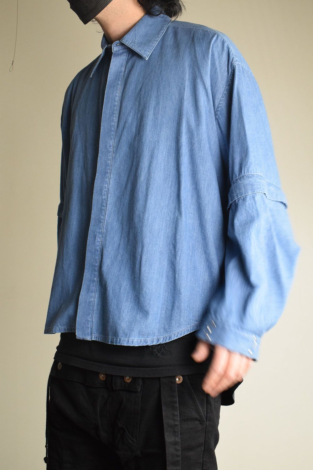 Detachable Sleeve Hook Cuff Shirt"Blue Washed" / デタッチャブルスリーブホックカフスシャツ"ブルーウォッシュド"