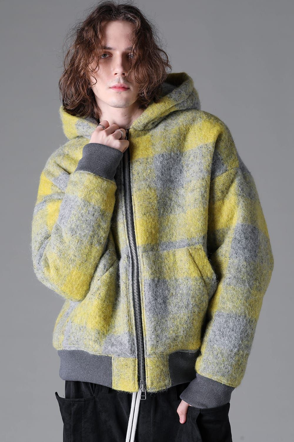《2026AW先行予約》Plaid Padded Hoodie"Yellow" / プレイドパデッドフーディ"イエロー"