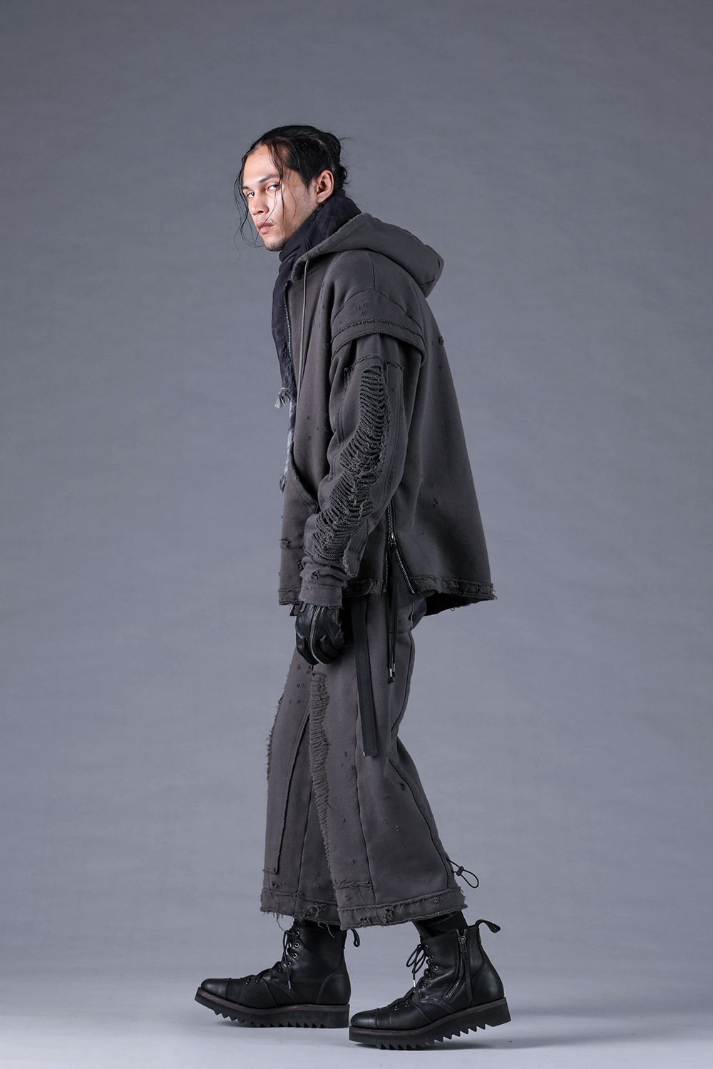 Untwisted Yarn Fleece Shotgun Zip-Up Hoodie"Charcoal" / 無撚糸裏毛ショットガンジップアップフーディー"チャコール"