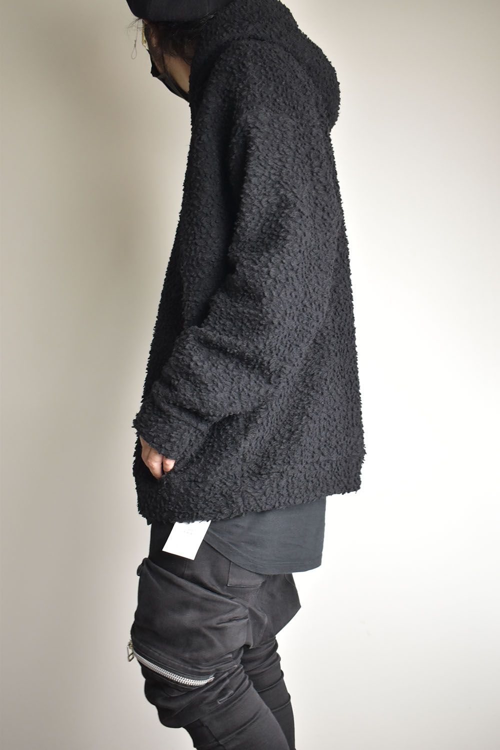 Wool Cotton Boa Hoodie Pullover"Black" /  ウールコットンボアフーディプルオーバー"ブラック"