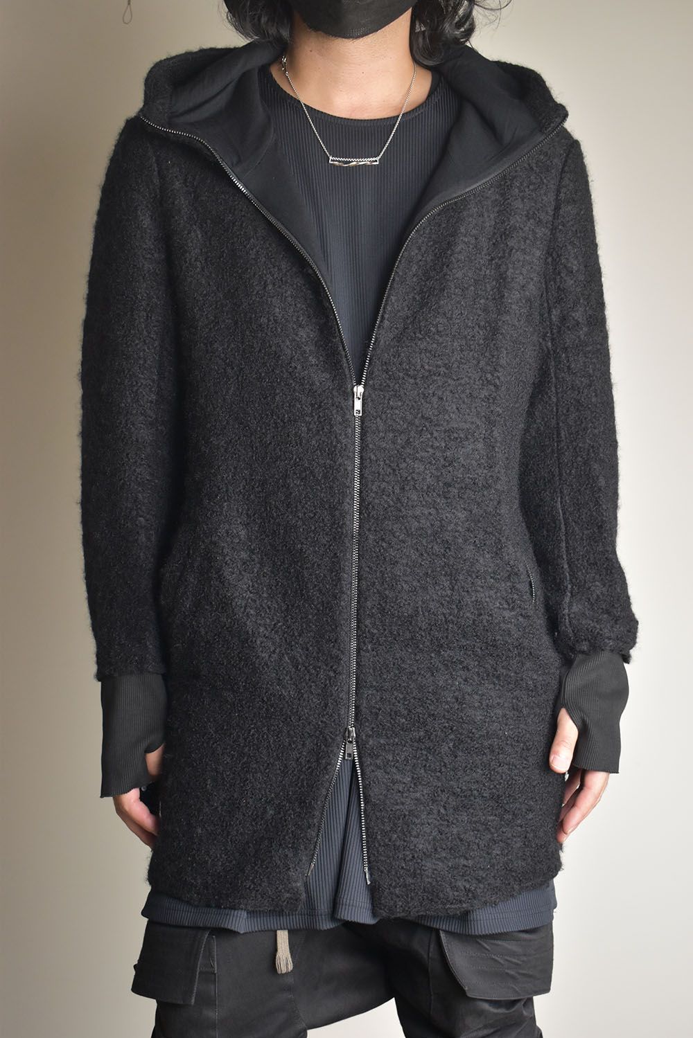 Mohair Knit Zip Hoodie "Black" / モヘアニットジップフーディ"ブラック"