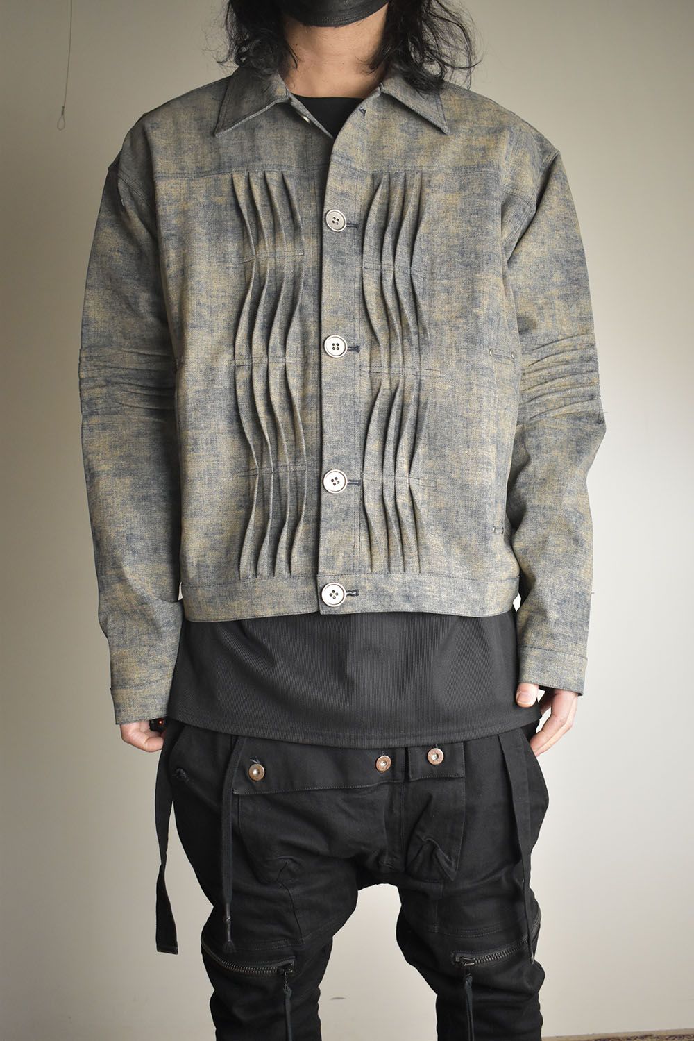 Blended Shades Denim Pin Tuck Blouson "Steel Blue" / ブレンデッドシェイドデニムピンタックブルゾン"スティールブルー"