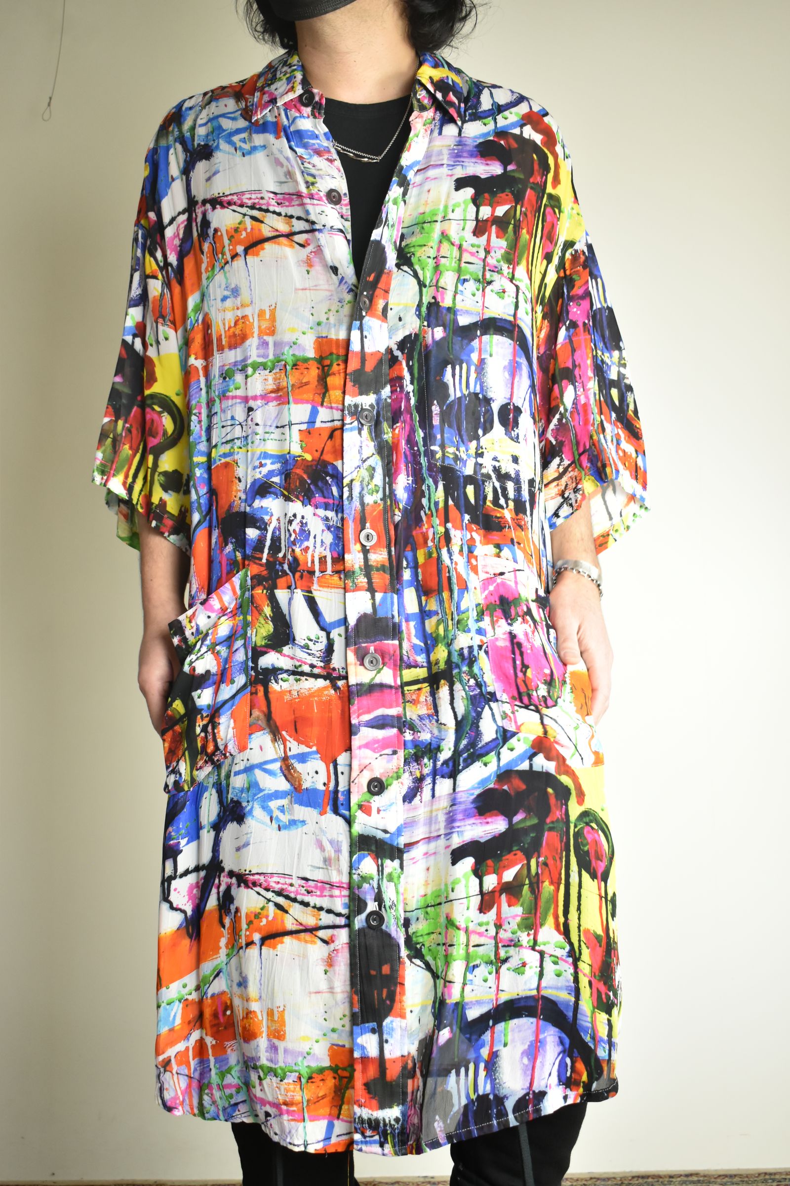 Rayon Chiffon Inkjet Print Short-Sleeved Big Shirt&Dress"Color Print" / レーヨンシフォンインクジェットプリント半袖ビッグシャツ / ワンピース"カラープリント"