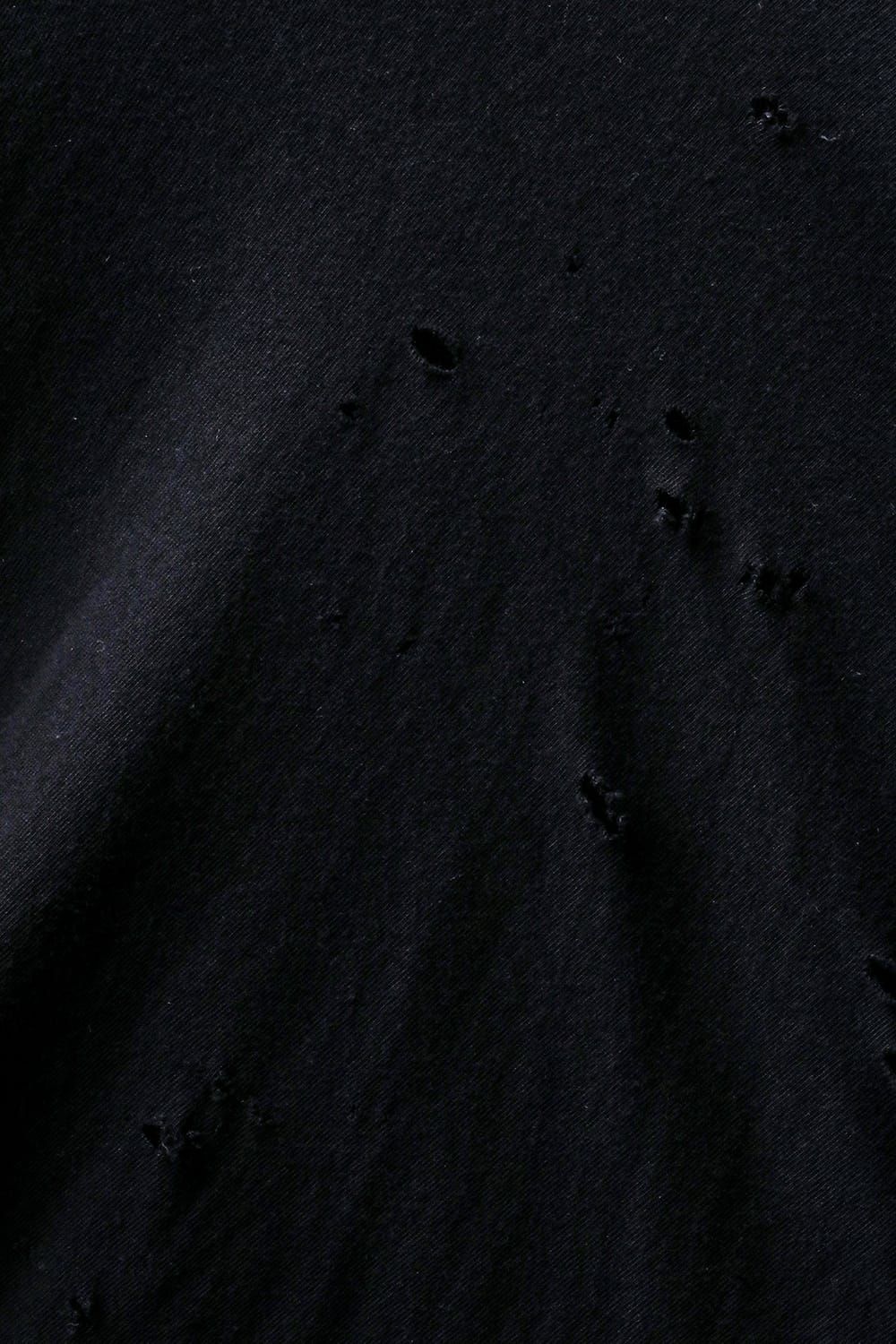 《2027SS先行予約分》Soft Cotton Jersey Shotgun-Damage Hoodie"Black" / ソフトコットンジャージショットガンダメージフーディー"ブラック"