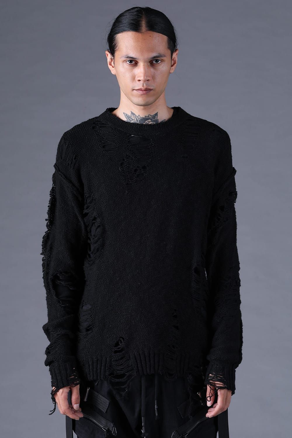 《2027SS先行予約分》3G Damage Knit Pullover "Black" / 3Gダメージニットプルオーバー"ブラック"