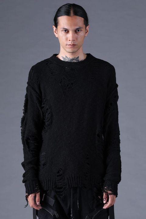 《2027SS先行予約分》3G Damage Knit Pullover "Black" / 3Gダメージニットプルオーバー"ブラック"