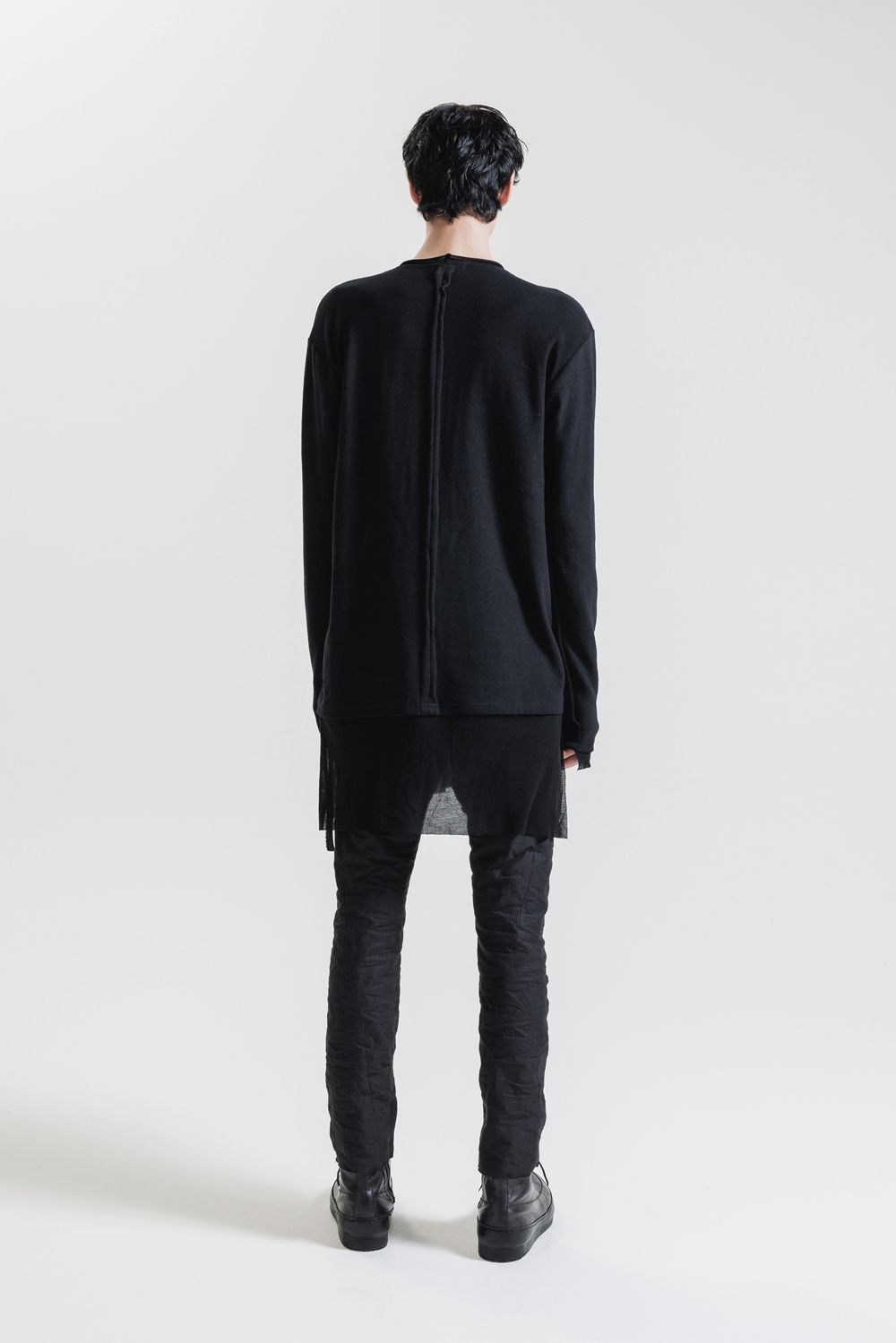 Imitation Linen Cotton Layerd Long Sleeve Tee"Black" / イミテーションリネンコットンレイヤードロングスリーブTee"ブラック"