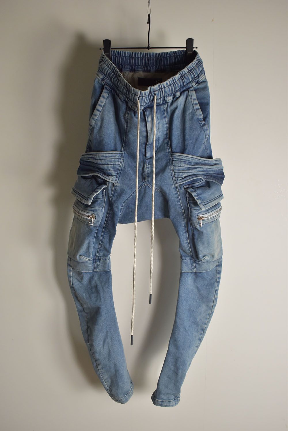 Denim Cargo Sarouel Skinny"Damage Black/Indigo Blue"/デニムカーゴサルエルスキニー"ダメージブラック/インディゴブルー"