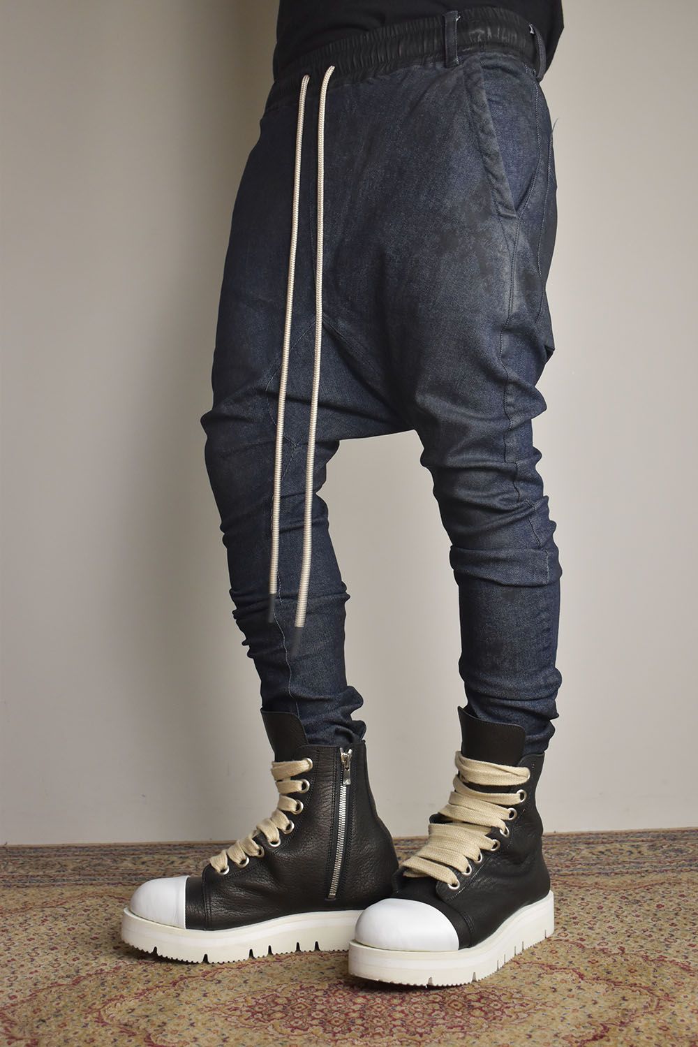 Coated Stretch denim Sarouel skinny"Blue" / コーティングストレッチデニムサルエルスキニー"ブルー"