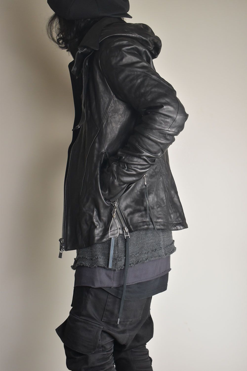 Horse Leather Hood Attachd Jacket "Black" / ホースレザーフードアタッチドジャケット"ブラック"
