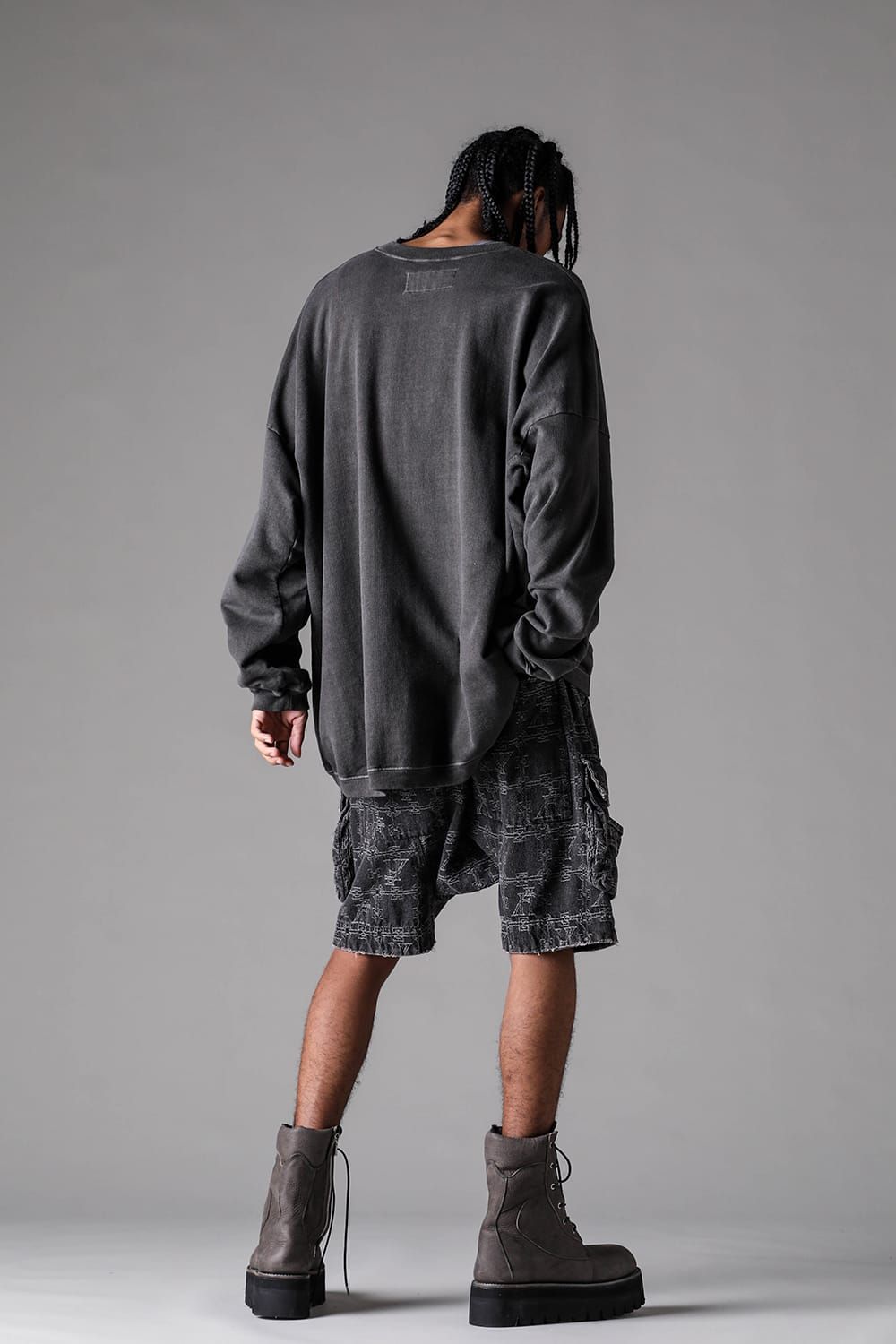 《2027SS先行予約》Sumi Dyed Lightweight French Terry Jumbo Pullover "D.Grey" / 墨染ミニ裏毛ジャンボプルオーバー"ダークグレー"