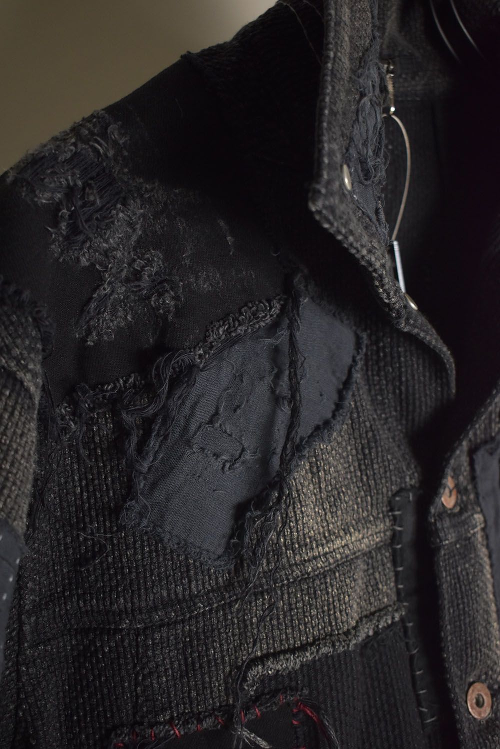 Crust Damage Repair Sashiko Jacquard Jacket "Black" / クラストダメージリペア刺子ジャガードジャケット"ブラック"