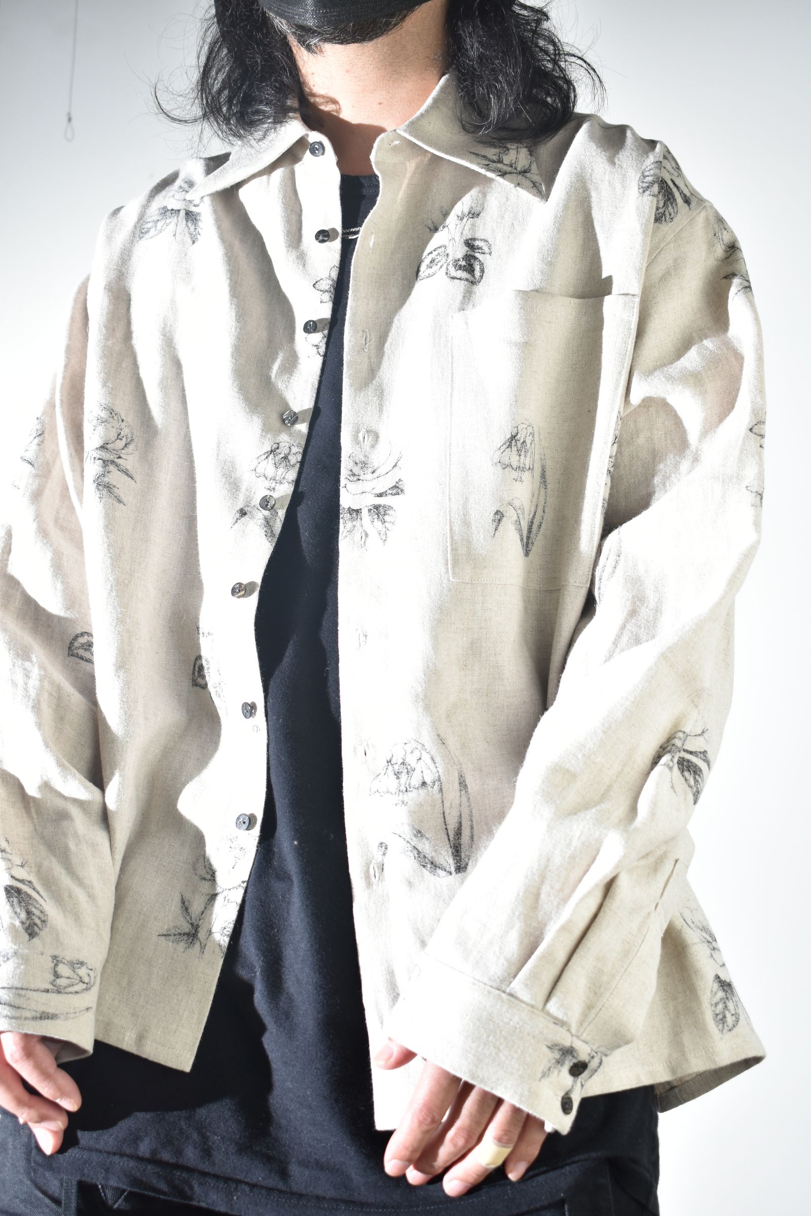 Botanical Print Oversized Shirt "Ecru" / ボタニカルプリントオーバーサイズシャツ"エクリュ"
