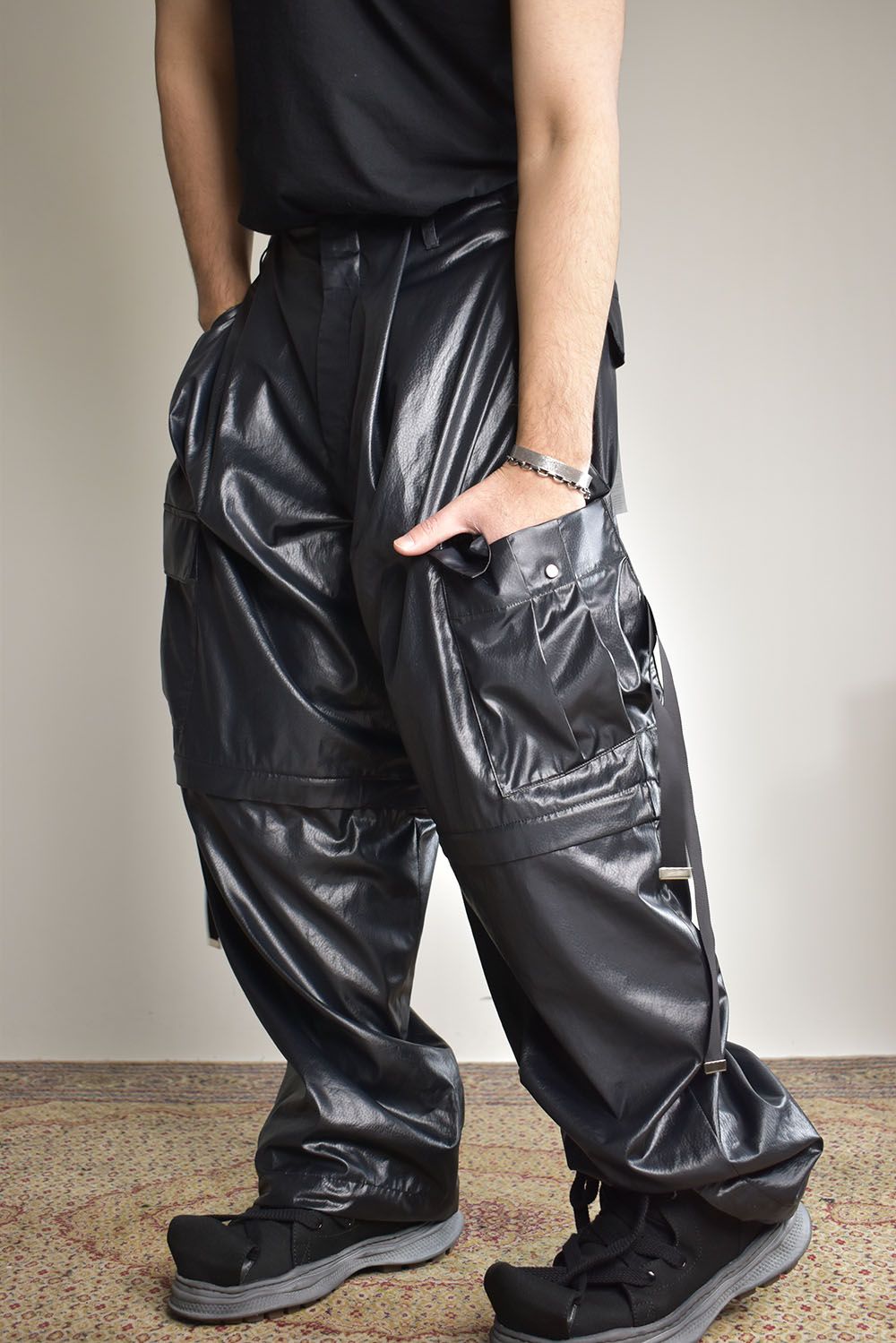 Fake Fake Leather Detachable Cargo Pants"Black"/フェイクフェイクレザーデタッチャブルカーゴパンツ"ブラック"