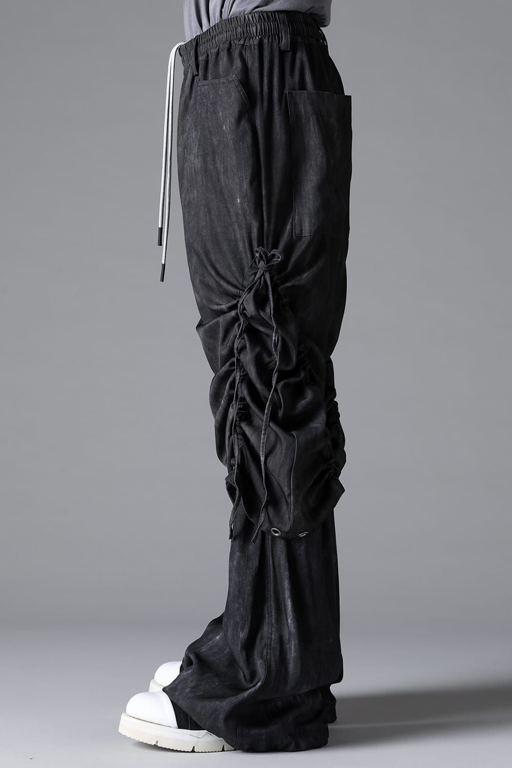 《2026SS先行予約》Layerd Gather Wide Pants"Black / Uneven D.Grey / Uneven Grey" / レイヤードギャザーワイドパンツ"ブラック/アンイーブンダークグレー/アンイーブングレー"