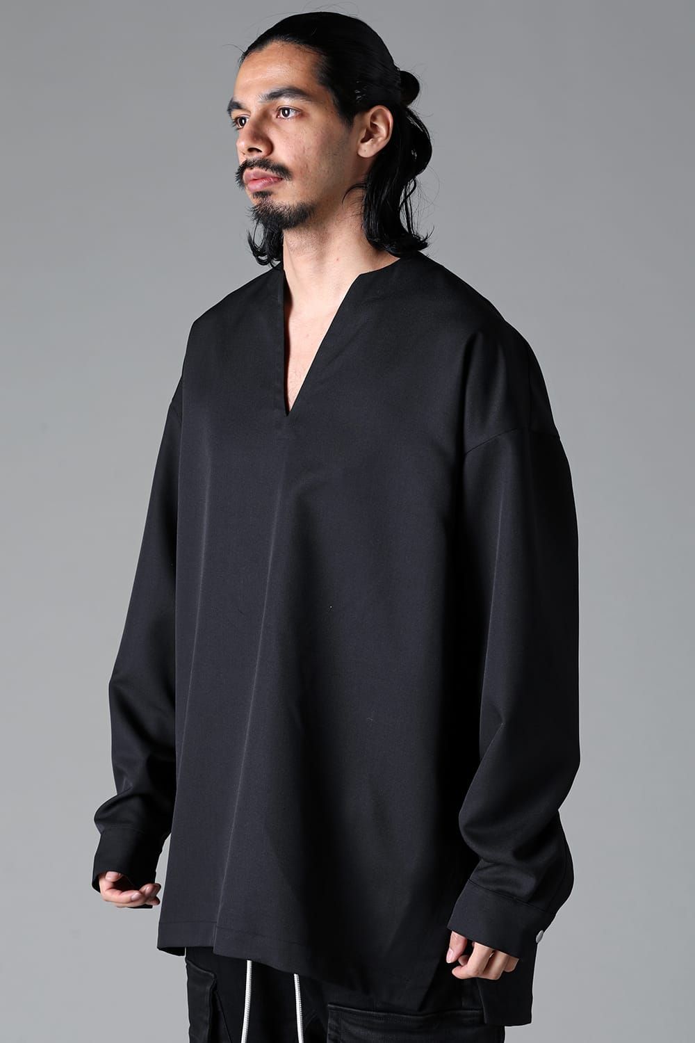 《2025AW先行予約》Collarless Top"Black / Grey" / カラーレストップ"ブラック/グレー"