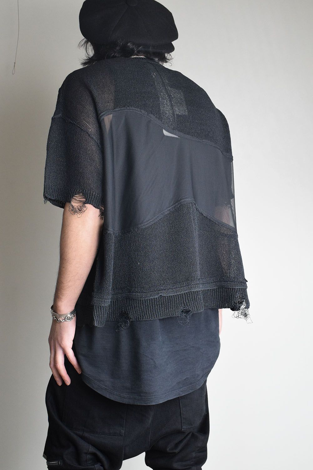 Dock Reverse Knit Tee"Black" / ドッキングリバースニットTee"Black"