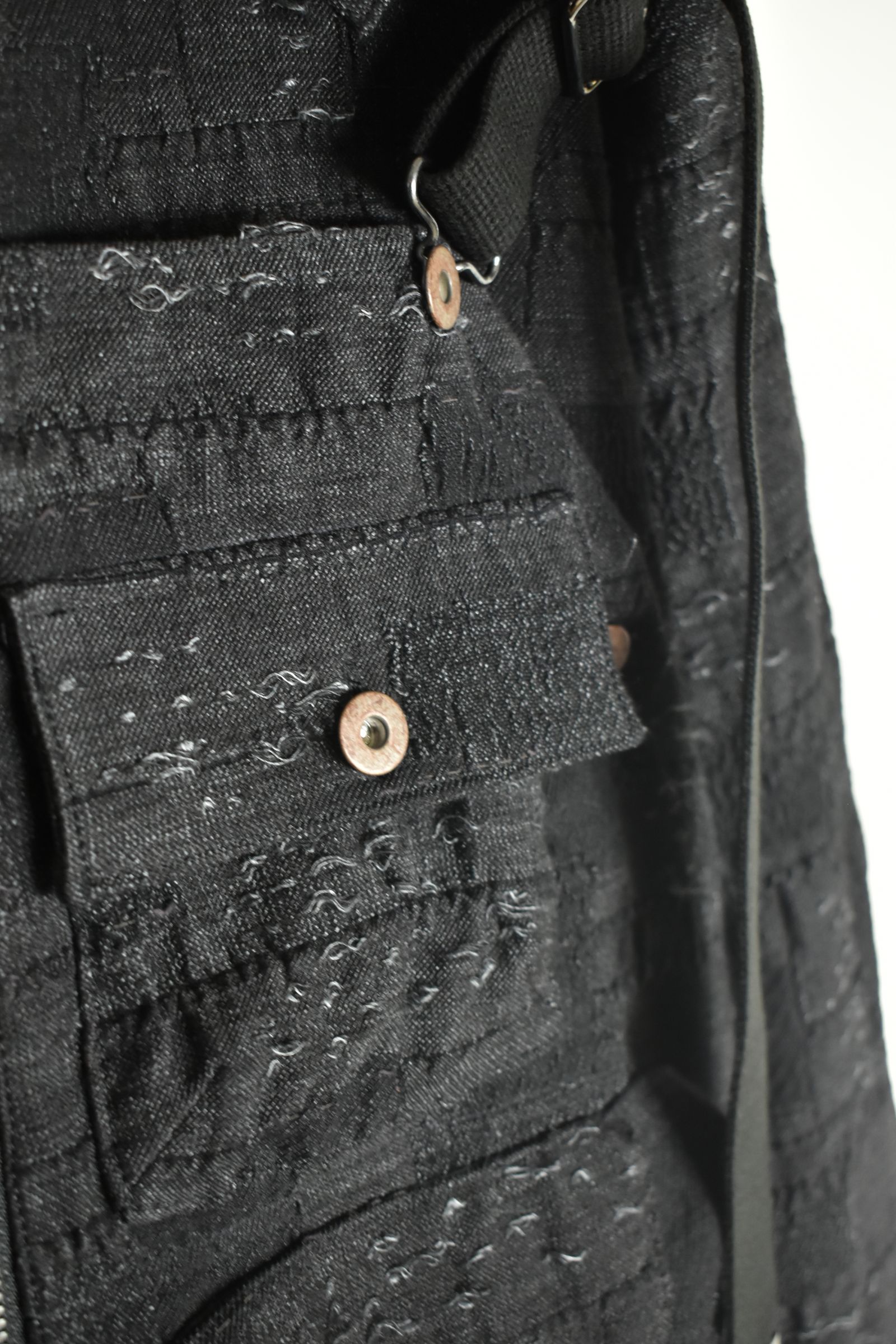 Crust Jacquard Salopette Layered Jacket"Black" / クラストジャガードサロペットレイヤードジャケット"ブラック"