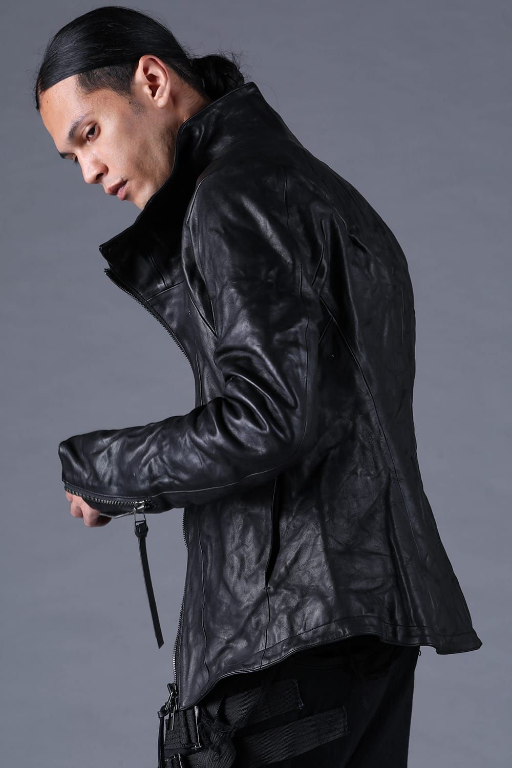 《2027SS先行予約分》Horse Leather High-Neck Jacket"Black" / ホースレザーハイネックジャケット"ブラック"