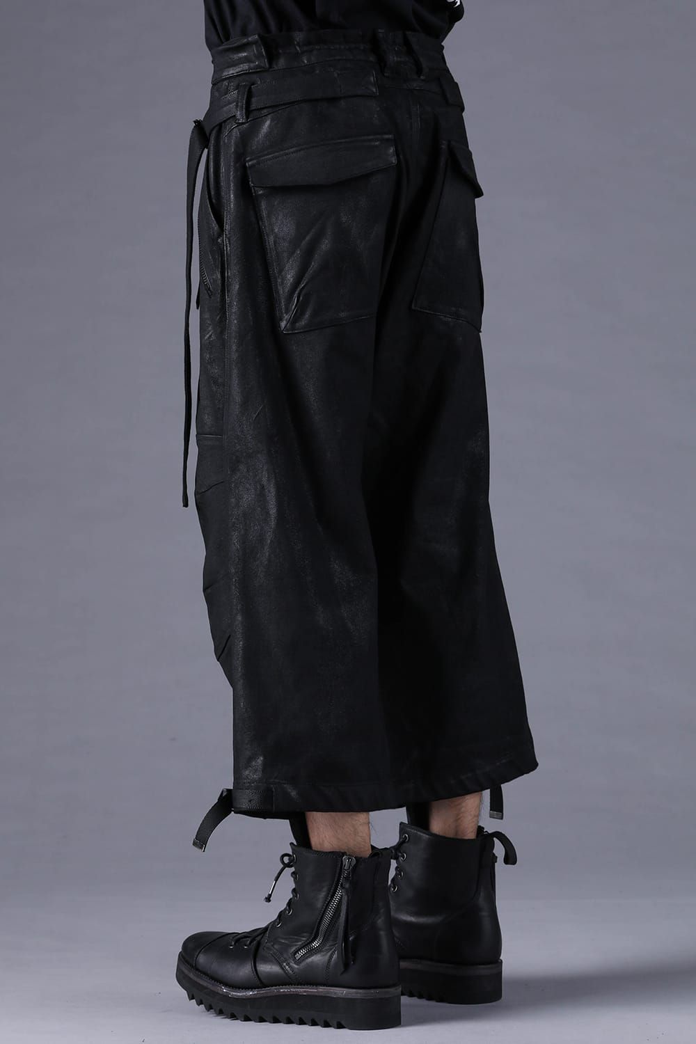 《2027SS先行予約分》Product Coated Dry Jersey Wide-Leg Cropped Pants"Black" / 製品コーティングドライジャージーワイドクロップドパンツ"ブラック"