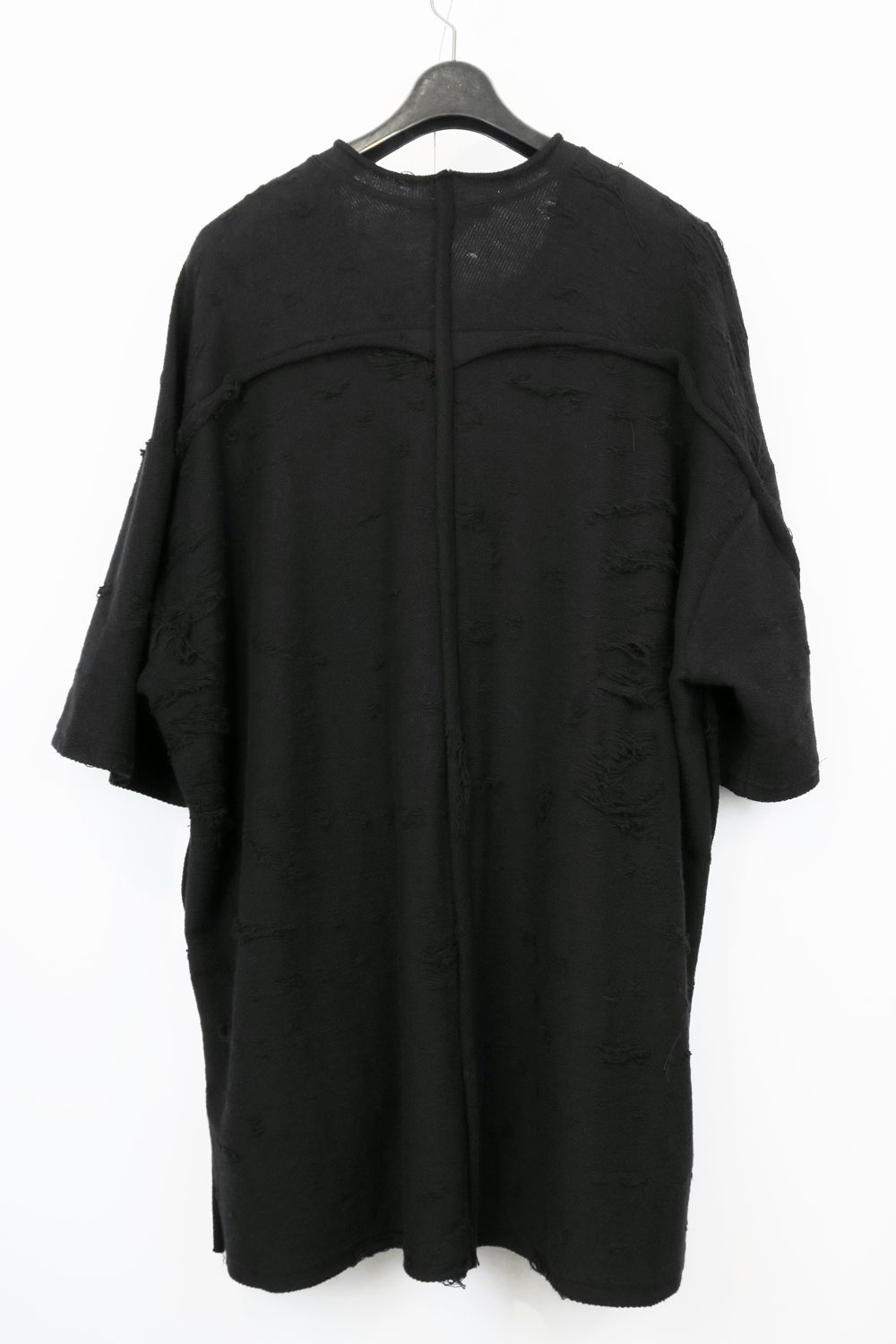 Cotton Damege Jaquard Over Sized Short Sleeve Tee"Black"/コットンダメージジャガードオーバーサイズショートスリーブTee"ブラック"