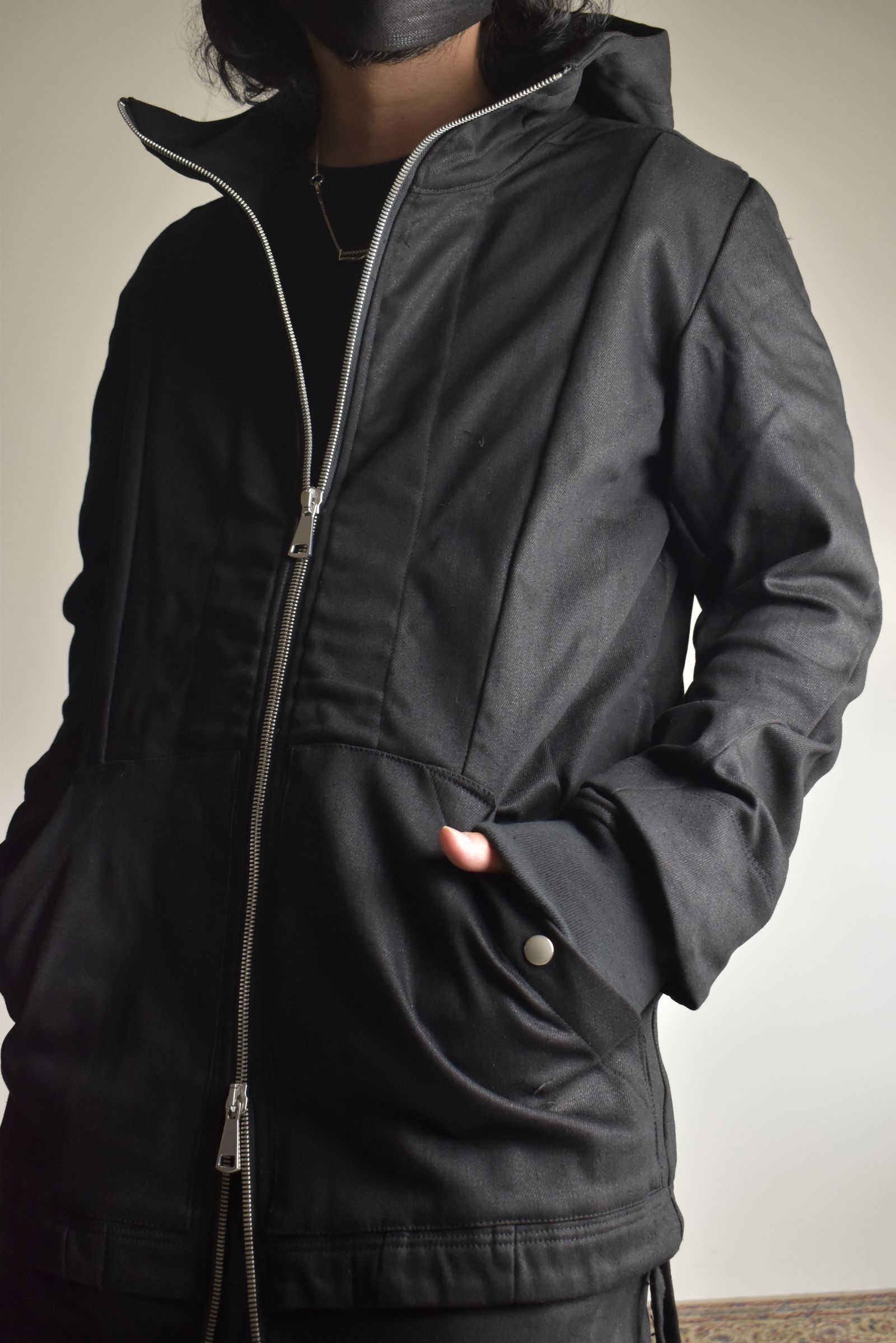 Bonding  Hoodie Denim Blouson"Black" / ボンディングフーデッドデニムブルゾン"ブラック"
