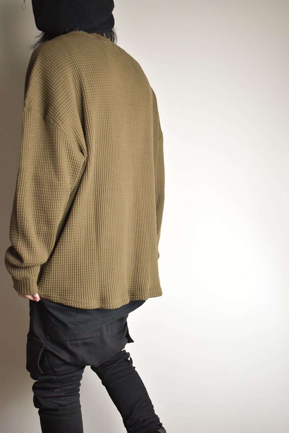 Heavy Waffle Over Size Top"Olive" / ヘビーワッフルオーバーサイズトップ"オリーブ"