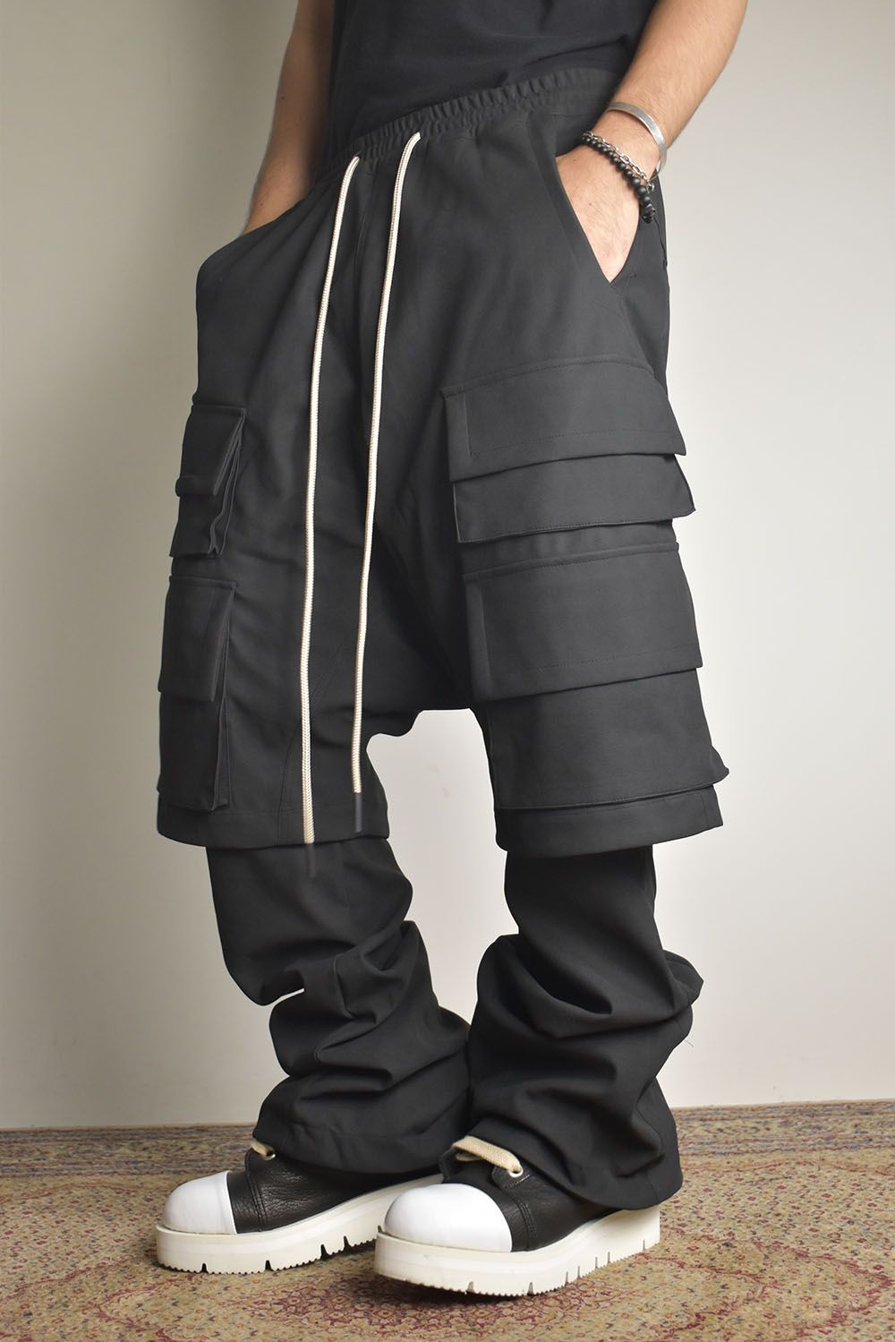 Synthetic Leather Suede Layerd Boots Cut "Black " / シンセティックレザースウェードレイヤードブーツカット "ブラック"