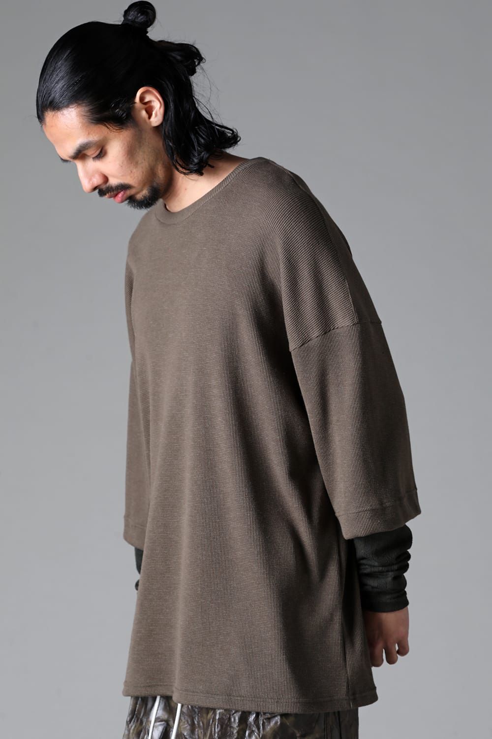 《2025AW先行予約》Layered Crew Neck Top"Black / Beige /Khaki /Grey /D.Grey" / レイヤードクルーネックトップ"ブラック/ベージュ/カーキ/グレー/ダークグレー"