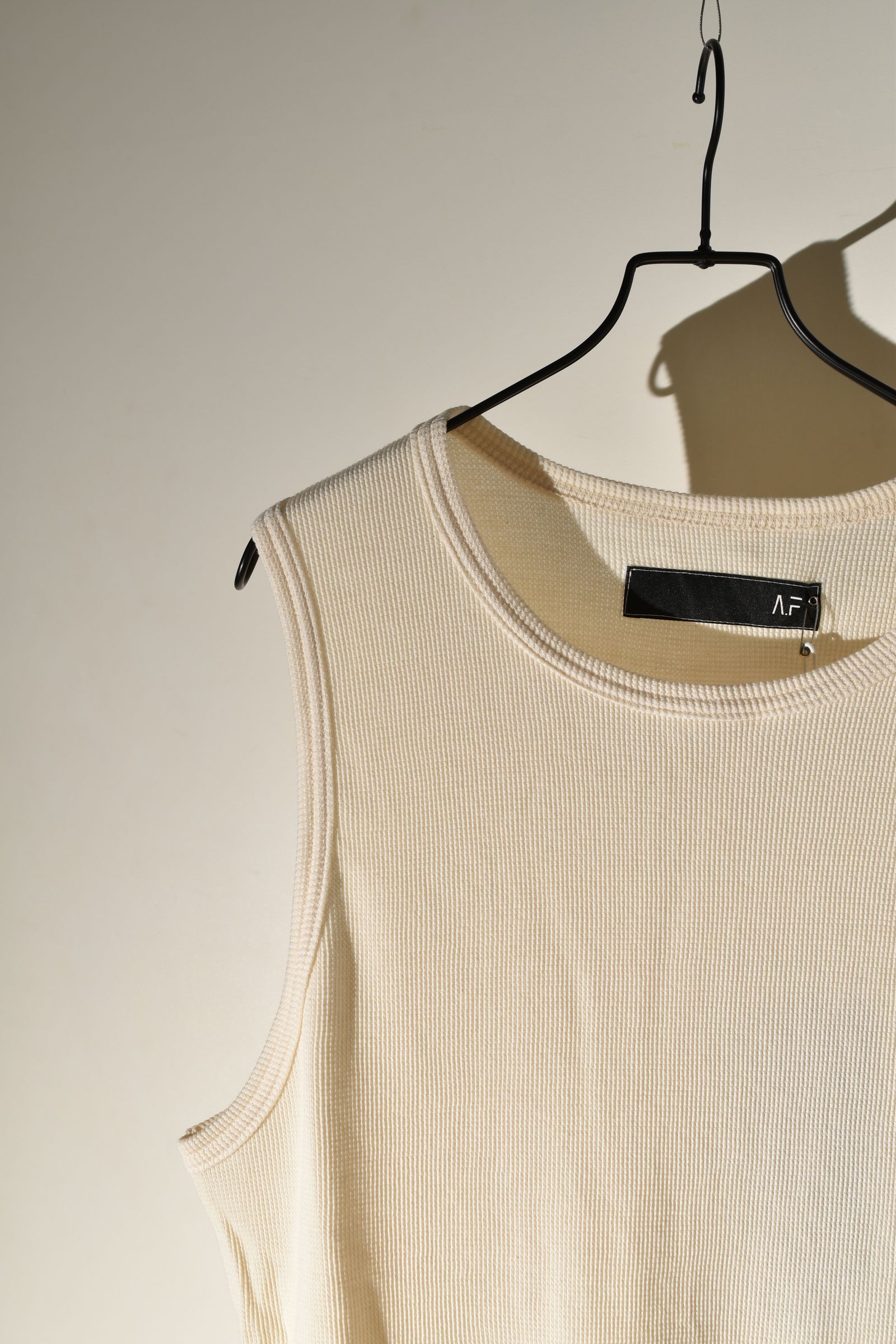 Back Printed Waffle Jersey Long Tank Top"Ivory" バックプリントワッフルジャージーロングタンクトップ"アイボリー"