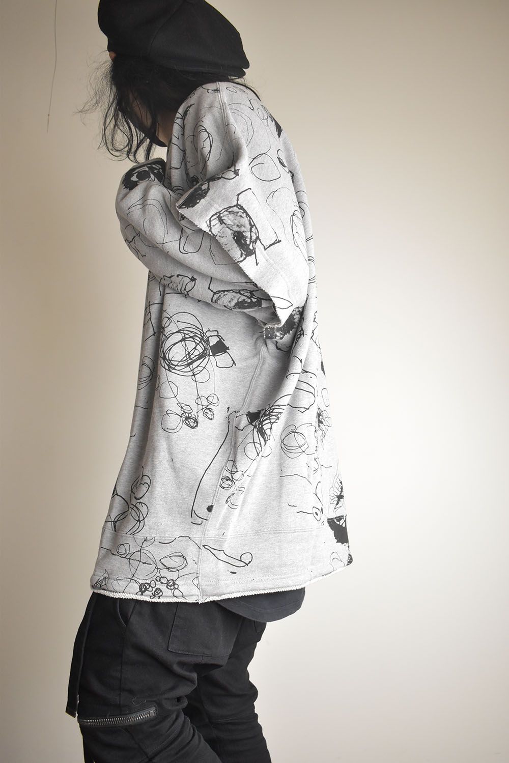 Sweat Oversize Print Pullover"Grey" / スウェットオーバープリントプルオーバー"グレー"