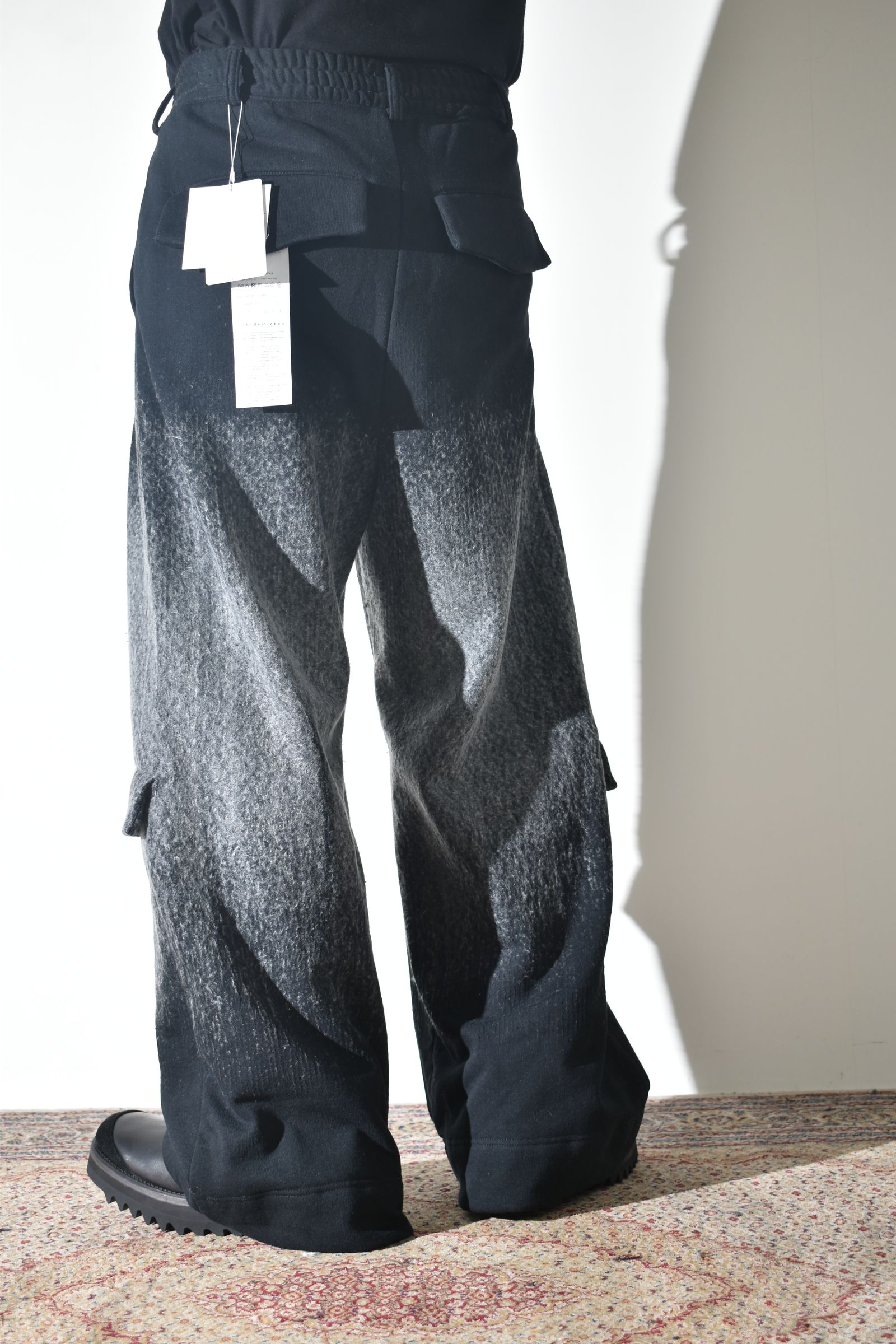 Gradient Needle Punch Sinflap Baggy Pants "Black Based" / グラデーションニードルパンチシンフラップバギーパンツ"ブラックベース"