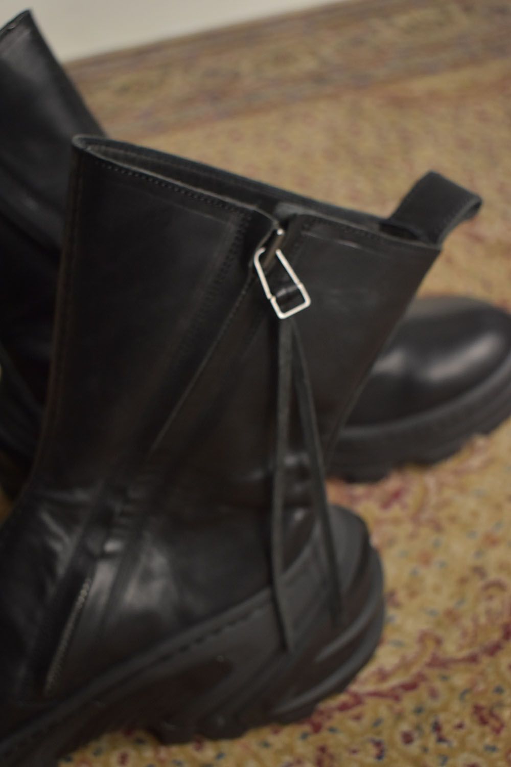 Over Lock Side Zip Boots_Maryam Horse Front "Black" / オーバーロックサイドジップブーツ マリアムホースフロント"ブラック"