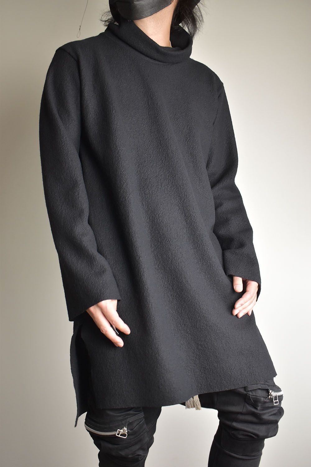 High Neck Long Pullover"Black"/ ハイネックロングプルオーバー"ブラック"