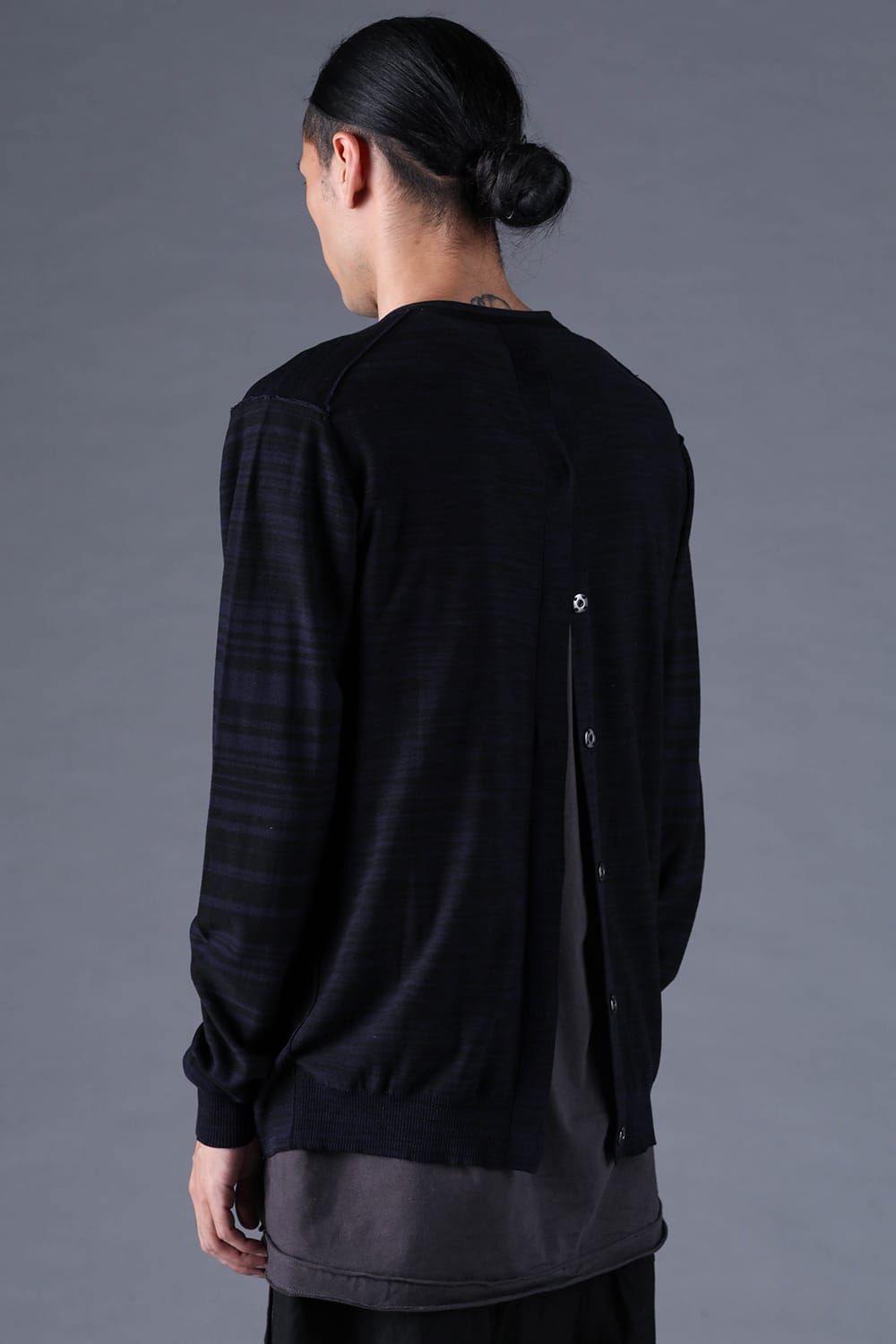 《2027SS先行予約分》16G High Gauge Silk Cotton Knit Cardigan"Black / Navy" / 16Gハイゲージシルクコットンニットカーディガン"ブラック / ネイビー"